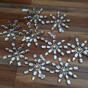 NWT Macy's - Group of 9 - Faux Crystal gemstone snowflake ornaments